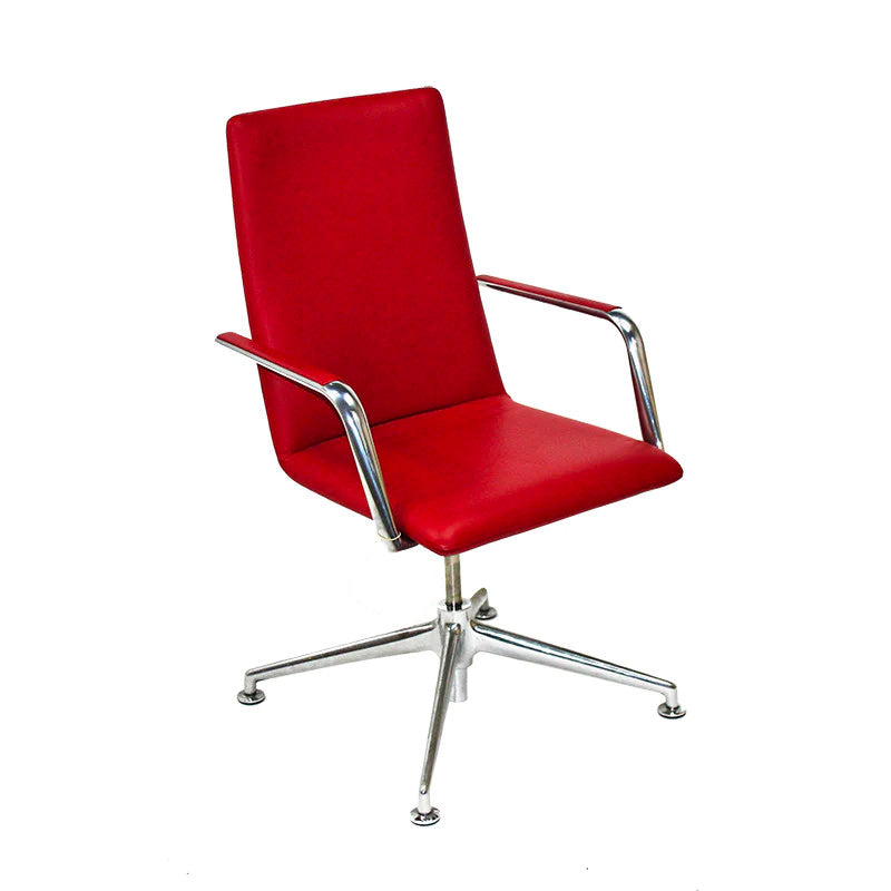 Brunner: Finasoft Medium Back Meeting Chair in Red Leather - Refurbished
