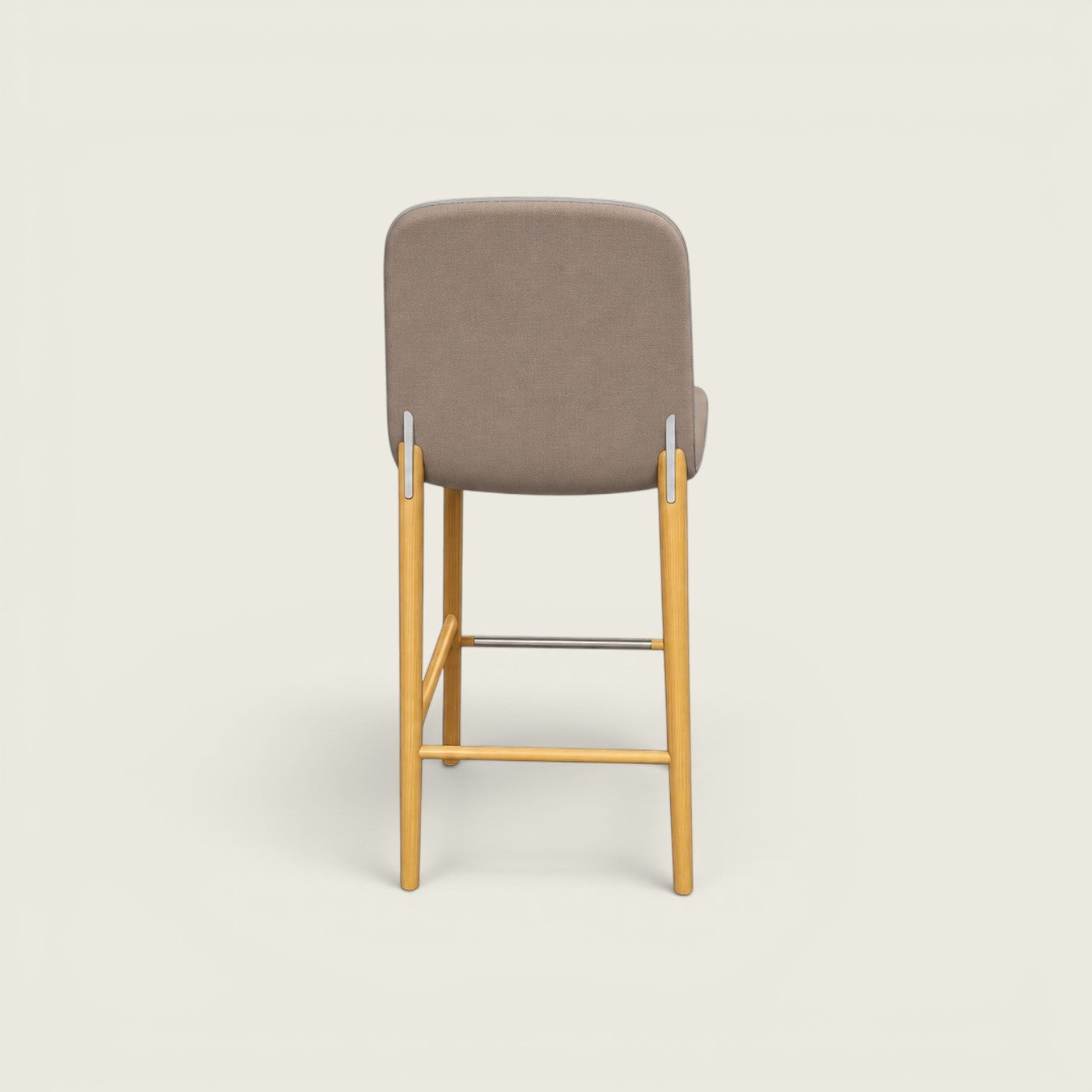 Enea: Lottus Stool in a Oak Wood finish with Beige Fabric - Refurbished