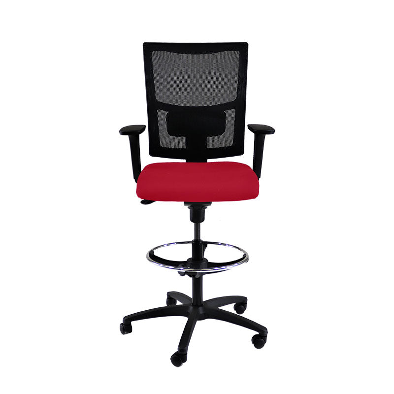 TOC: Ergo Draughtsman Chair in Red Fabric - Refurbished