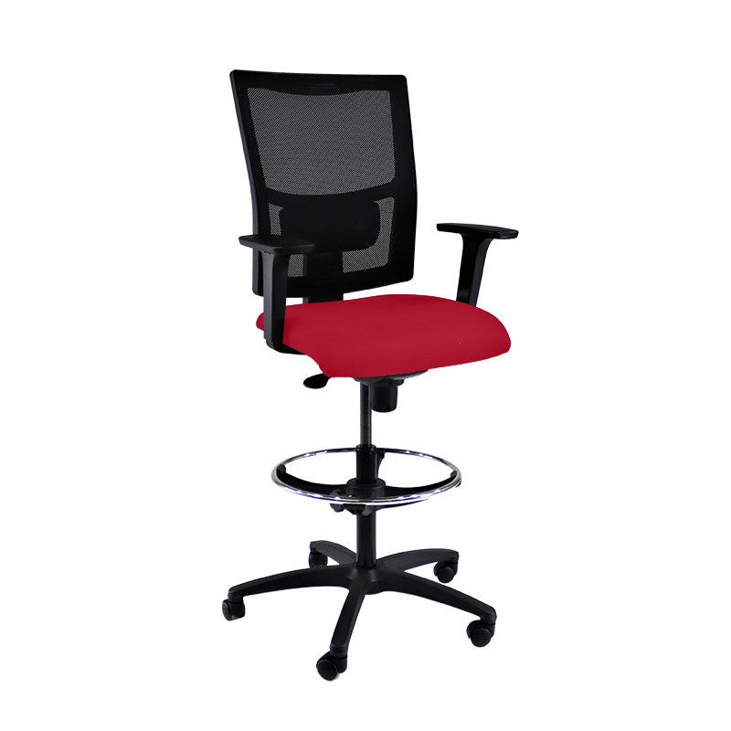 TOC: Ergo Draughtsman Chair in Red Fabric - Refurbished