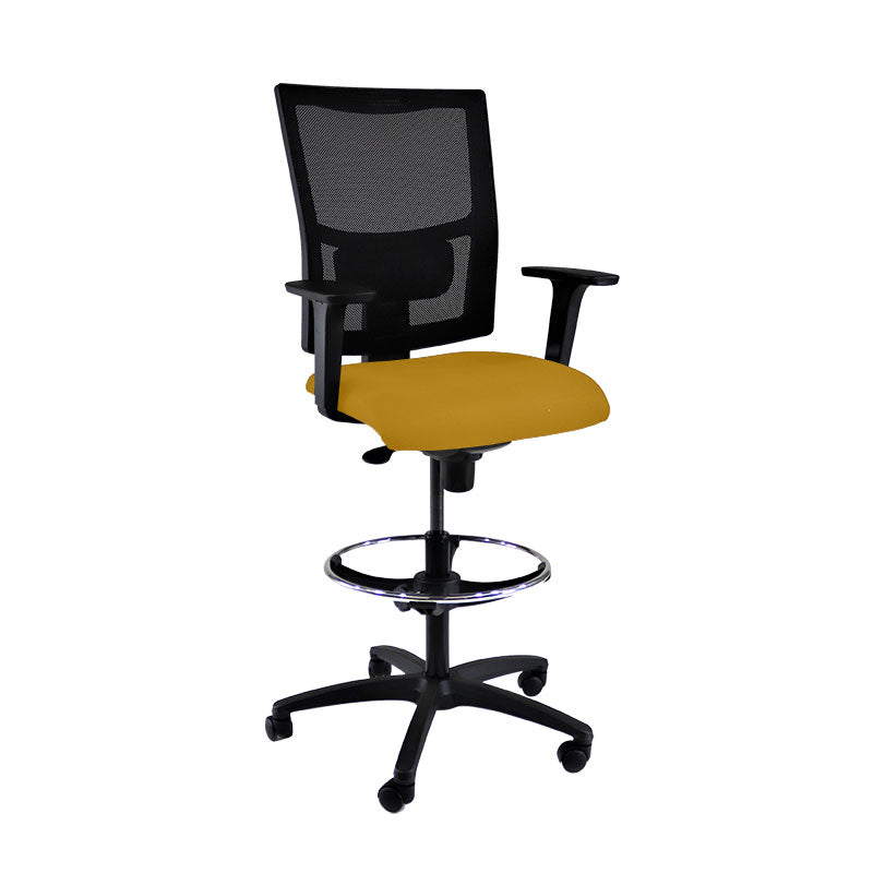 TOC: Ergo Draughtsman Chair in Yellow Fabric - Refurbished