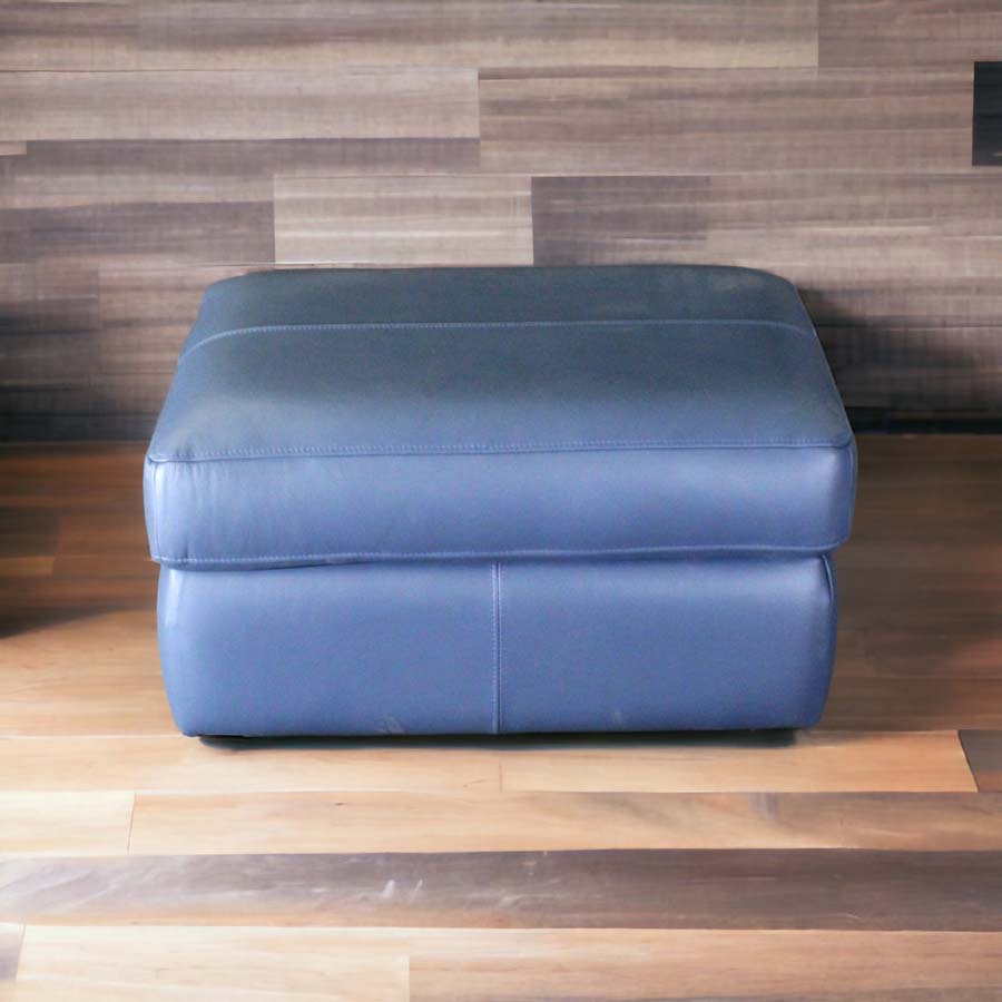 G-Plan: Chadwick Leather Storage Footstool - Blue - Manufacturer Return