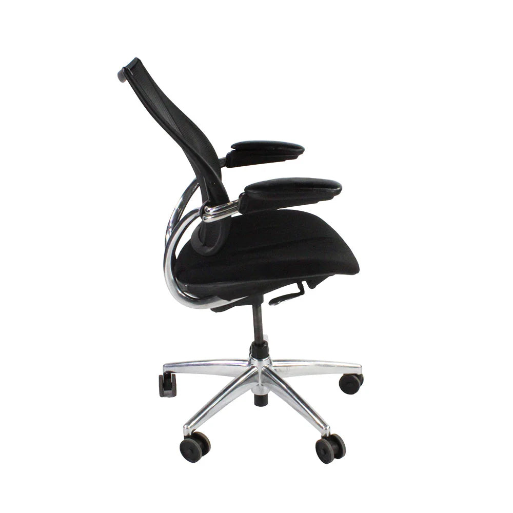 Humanscale: Liberty-bureaustoel in zwarte stof/aluminium frame - Gerenoveerd
