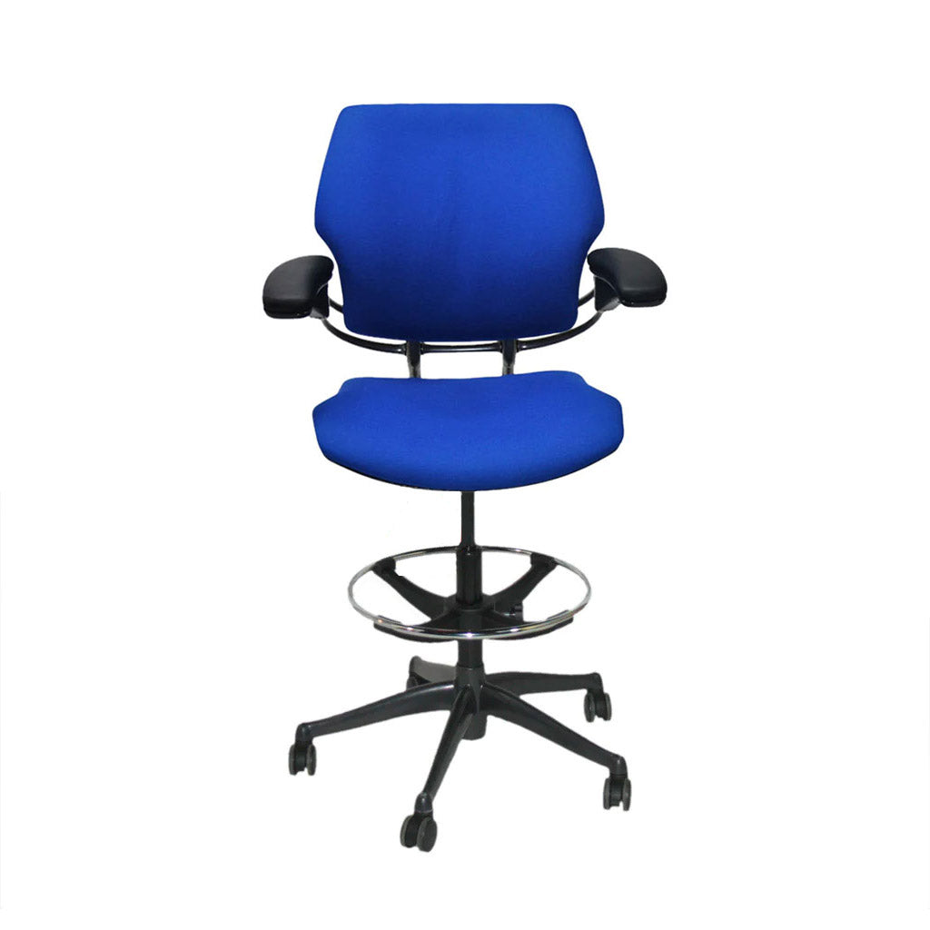 Humanscale: Freedom Draftsman Chair aus blauem Stoff – generalüberholt