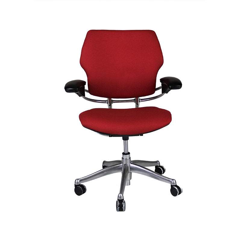 Humanscale: Sedia Operativa Freedom con Struttura in Alluminio e Tessuto Rosso - Ristrutturata