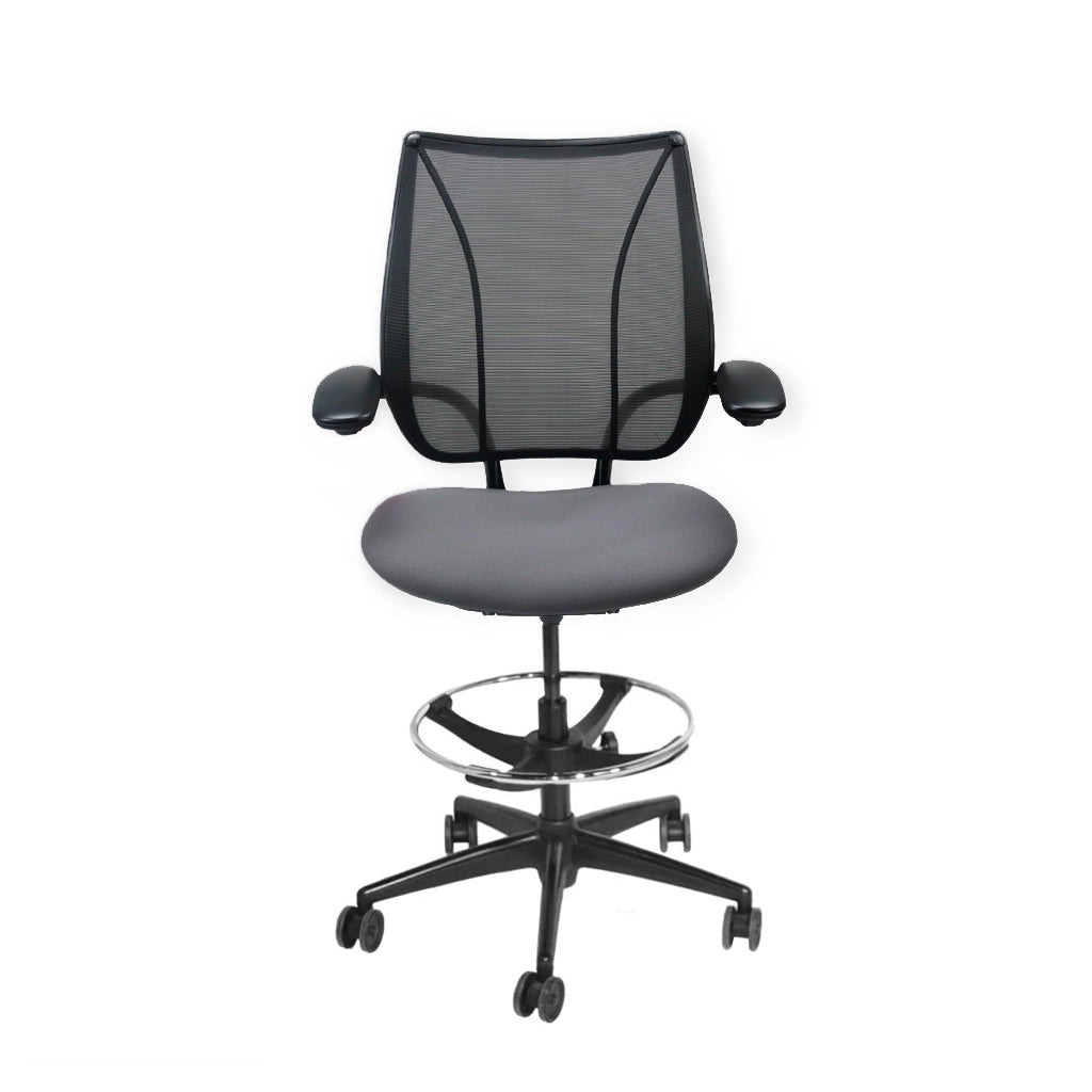 Humanscale: Liberty Draftsman-stoel in grijze stof - gerenoveerd