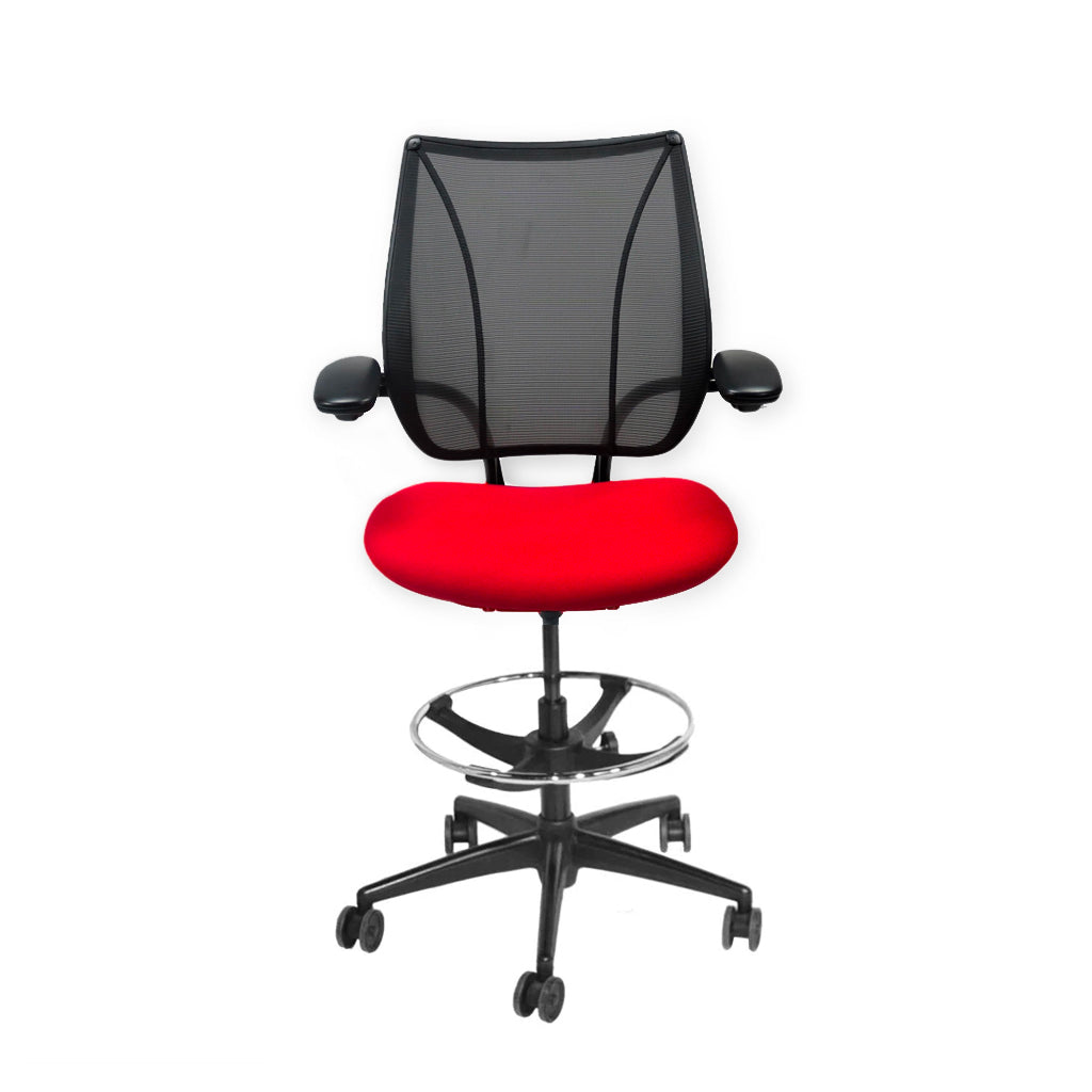 Humanscale: Liberty Draftsman-stoel in rode stof - Gerenoveerd