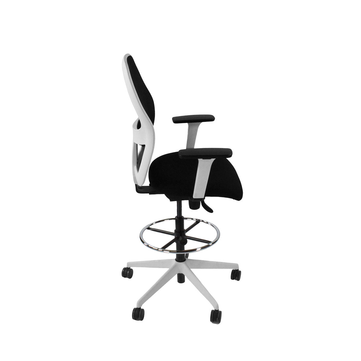 Ahrend: 160 Type Draughtsman Chair in Black Fabric - White Base - Refurbished