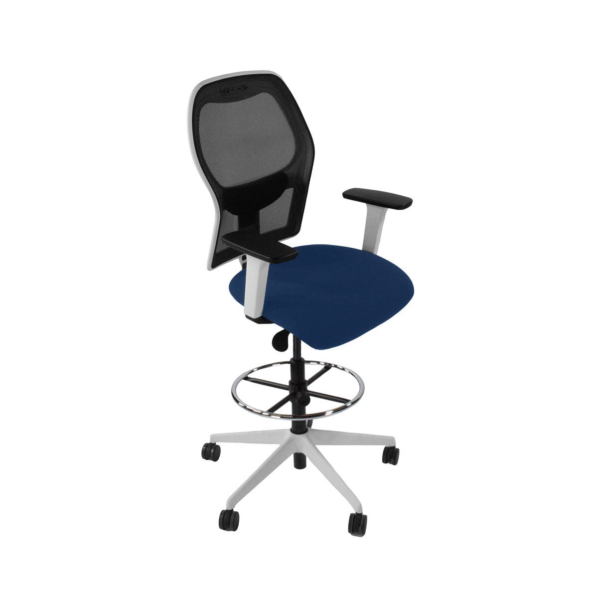 Ahrend: 160 Type Draughtsman Chair in Blue Fabric - White Base - Refurbished