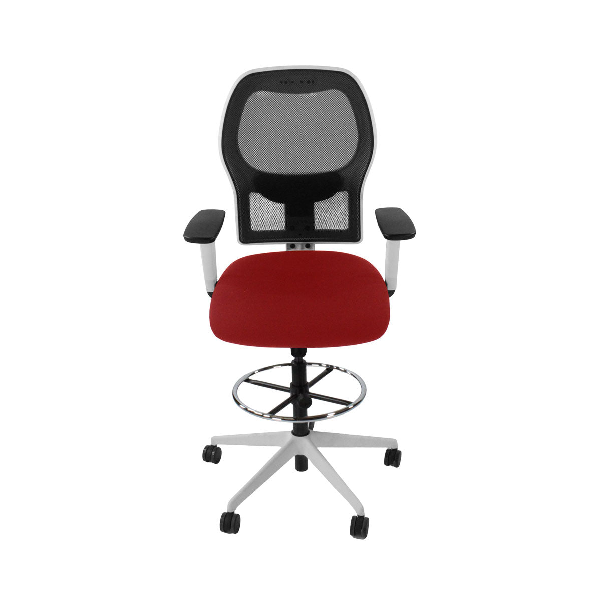 Ahrend: 160 Type Draughtsman Chair in Red Fabric - White Base - Refurbished