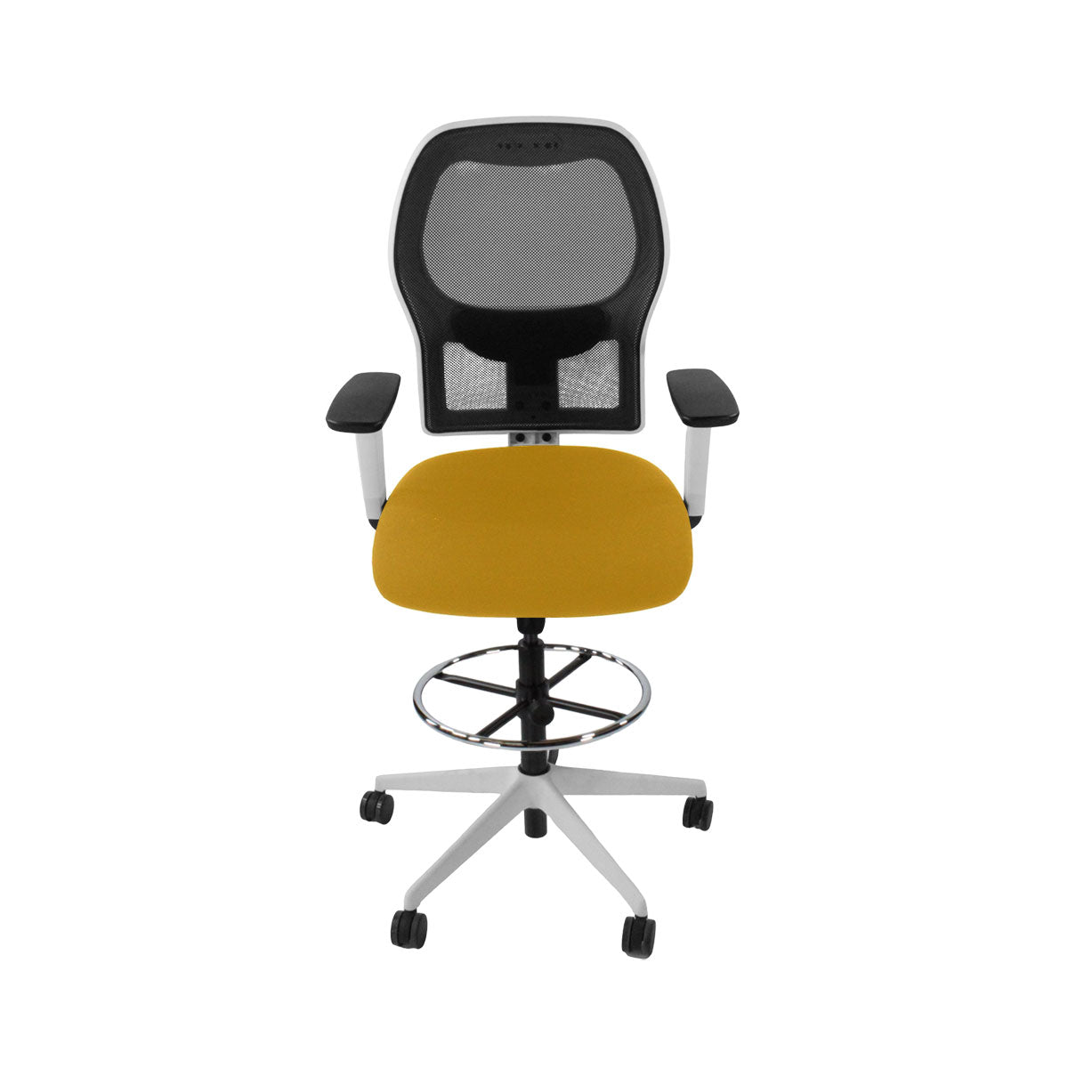 Ahrend: 160 Type Draughtsman Chair in Yellow Fabric - White Base - Refurbished