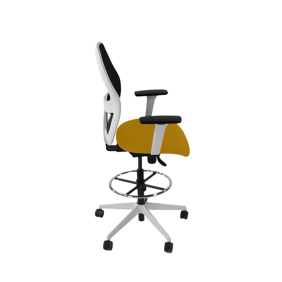 Ahrend: 160 Type Draughtsman Chair in Yellow Fabric - White Base - Refurbished
