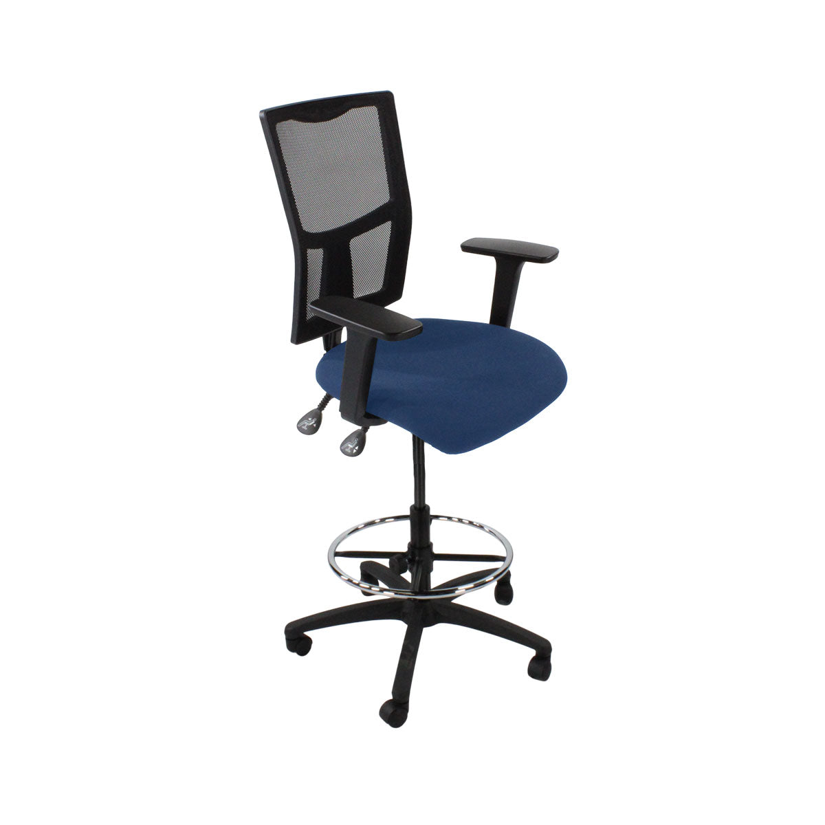 TOC : Chaise de dessinateur Ergo 2 en tissu bleu - Reconditionnée