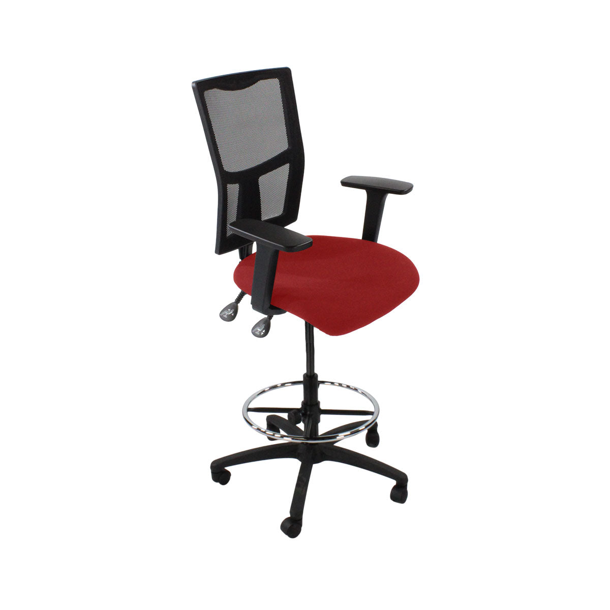TOC : Chaise de dessinateur Ergo 2 en tissu rouge - Reconditionnée