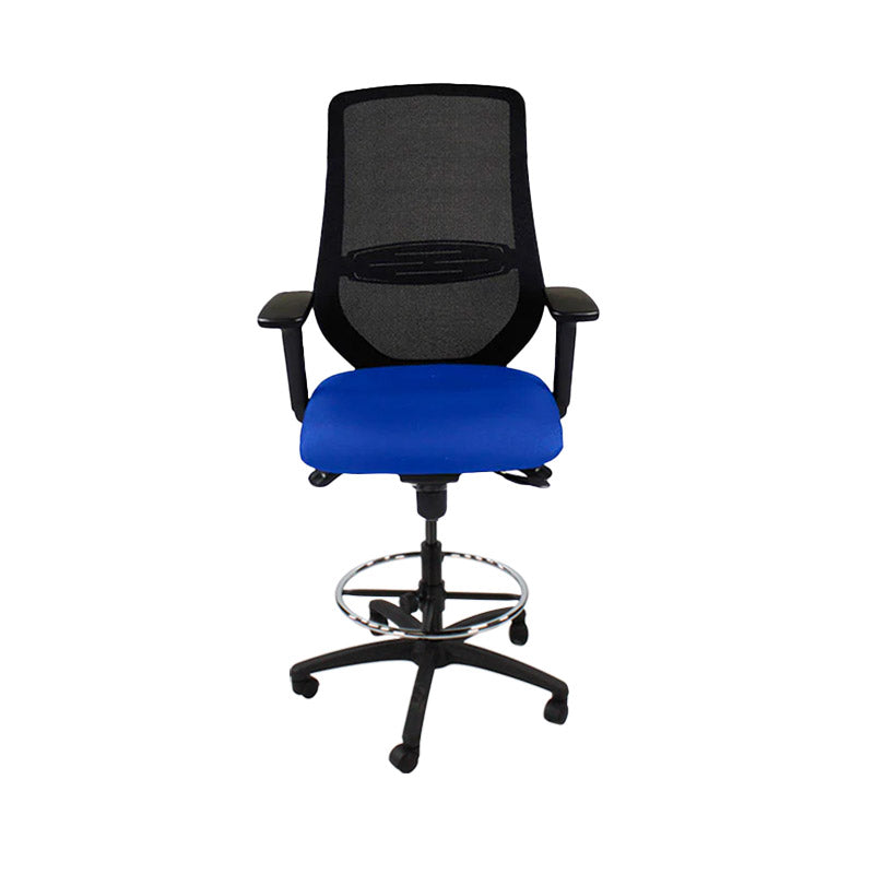 The Office Crowd: Scudo tekenaarsstoel in blauwe stof - gerenoveerd
