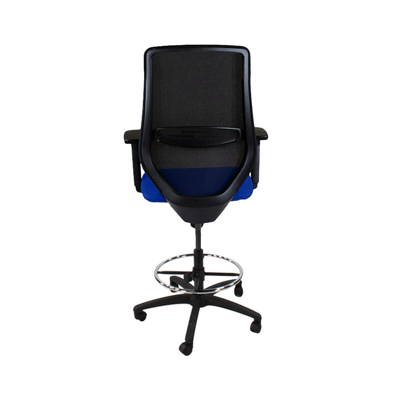 The Office Crowd: Scudo Draughtsman Chair in Blue Fabric - Refurbished