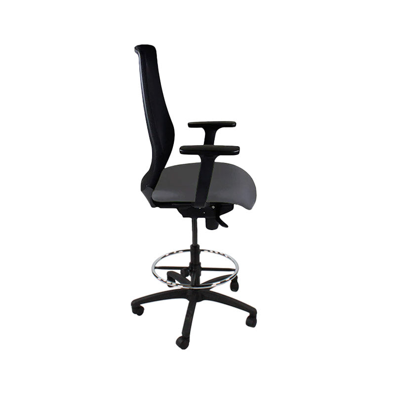 The Office Crowd: Scudo Draughtsman Chair in Grey Fabric - Refurbished