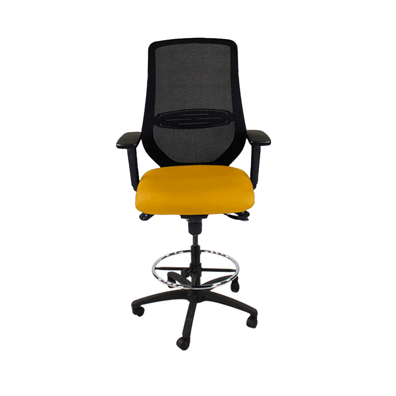 The Office Crowd: Scudo Draughtsman Chair in Yellow Fabric - Refurbished