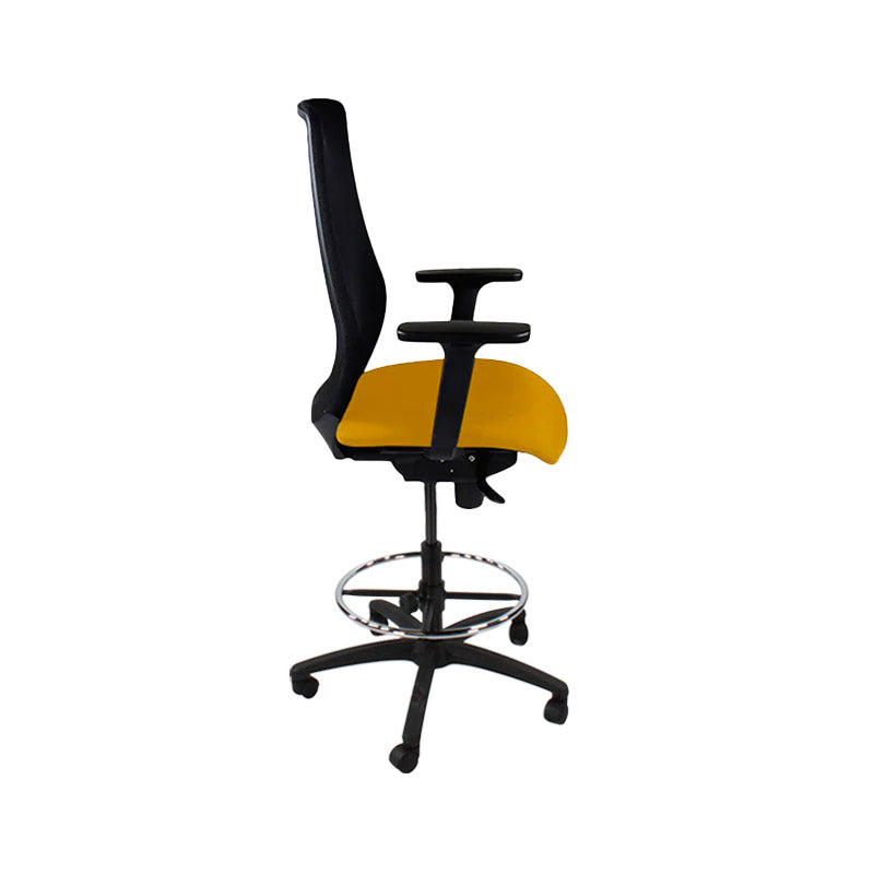 The Office Crowd: Scudo Draughtsman Chair in Yellow Fabric - Refurbished