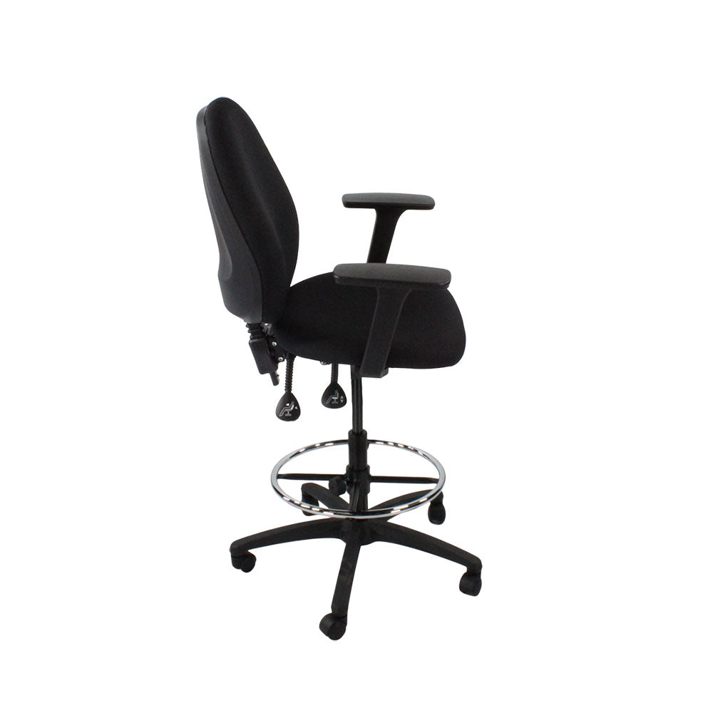 TOC: Scoop High Draughtsman Chair in Black Fabric - Refurbished