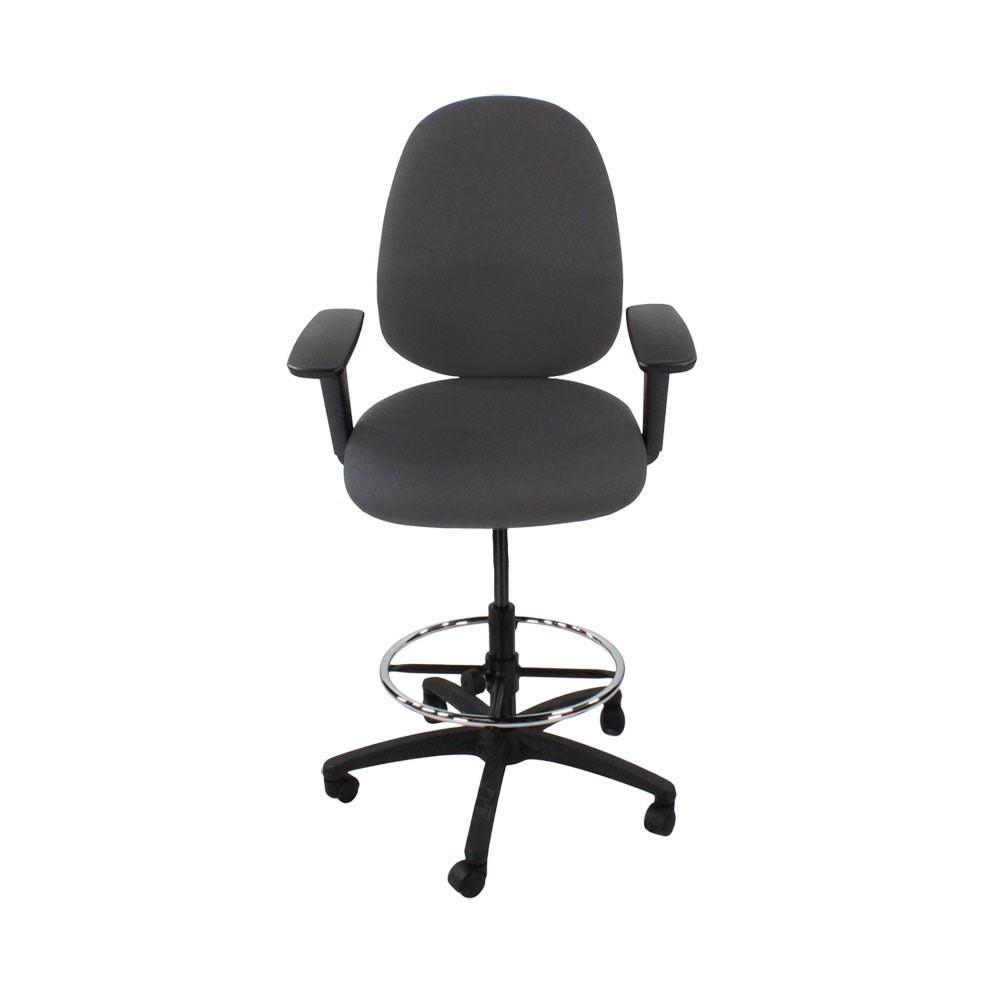 TOC: Scoop High Draughtsman Chair in Grey Fabric - Refurbished