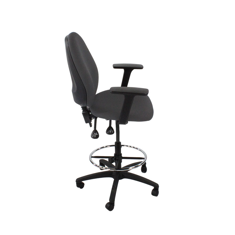 TOC: Scoop High Draughtsman Chair in Grey Fabric - Refurbished