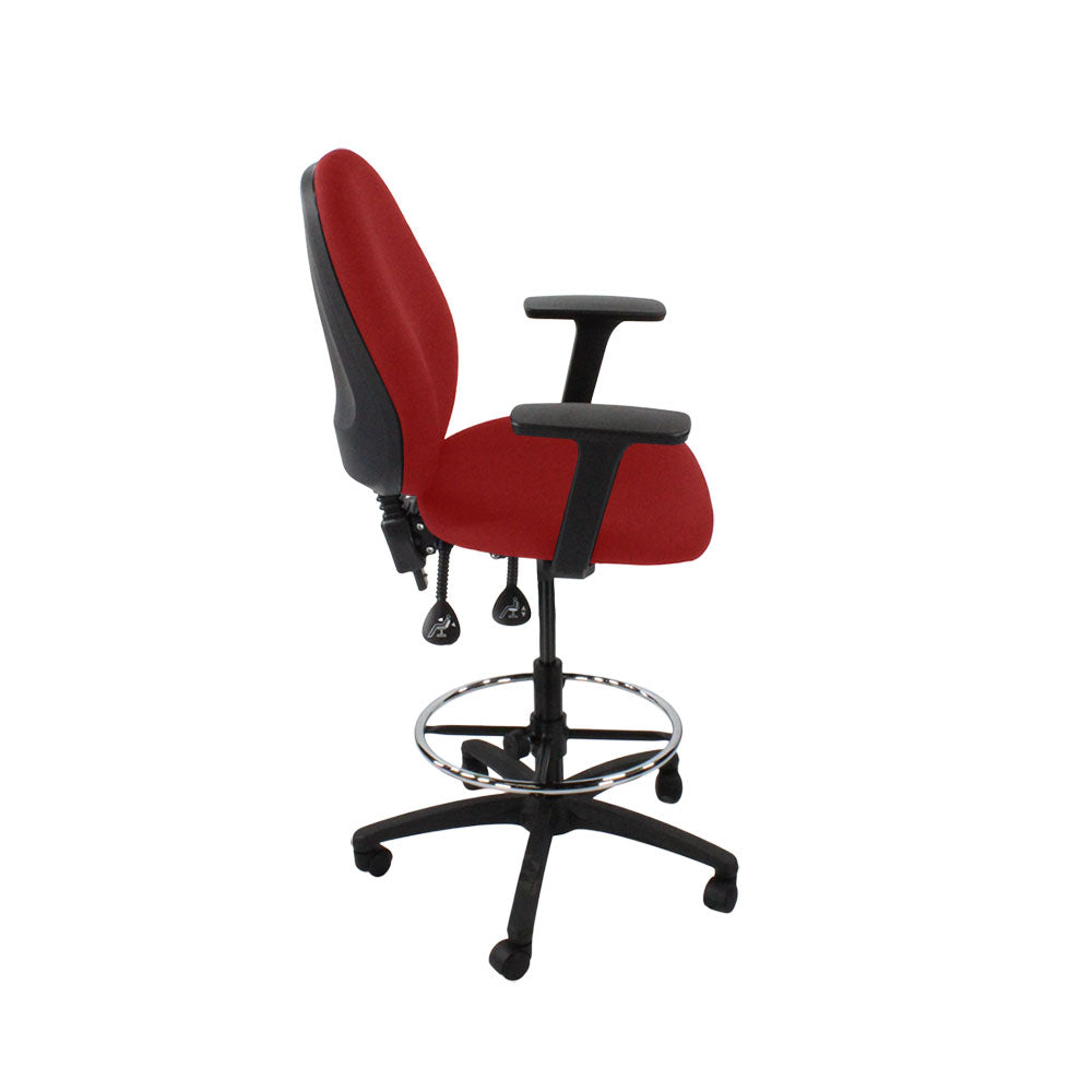 TOC: Scoop High Draughtsman Chair in Red Fabric - Refurbished
