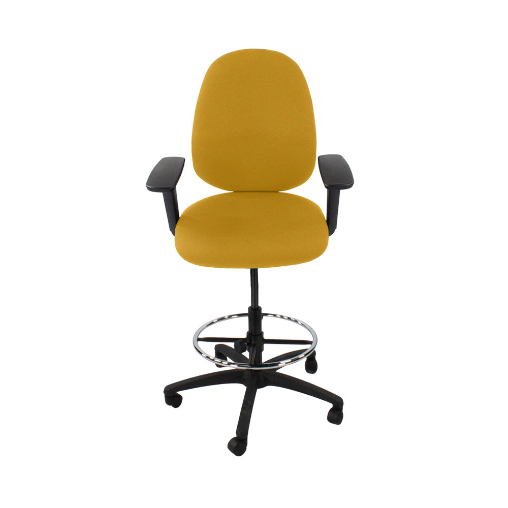 TOC : Chaise de dessinateur haute Scoop en tissu jaune - Remis à neuf