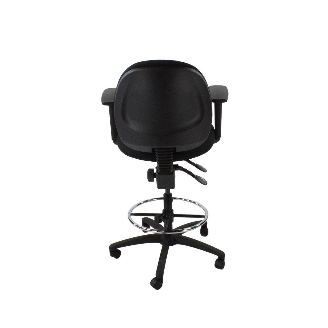 TOC: Scoop Draftsman-stoel in zwarte stof - Gerenoveerd