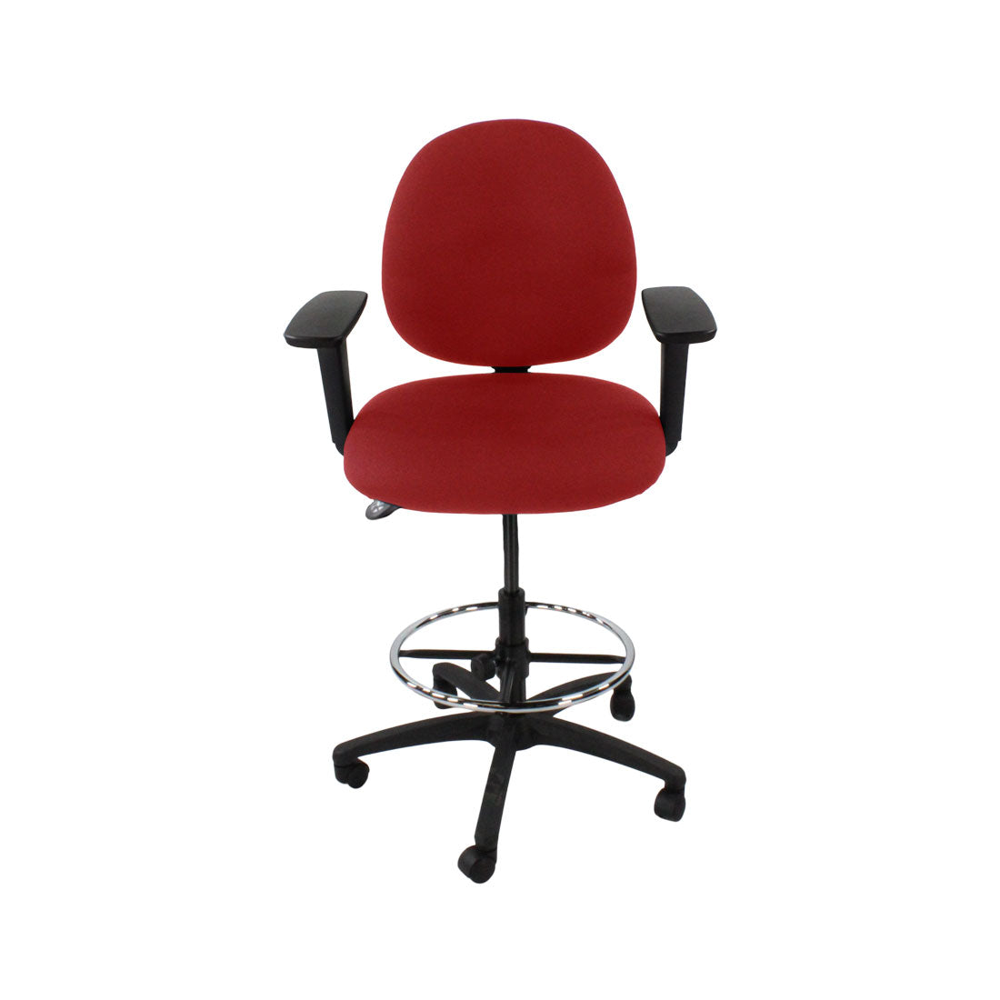 TOC: Scoop Draftsman-stoel in rode stof - Gerenoveerd