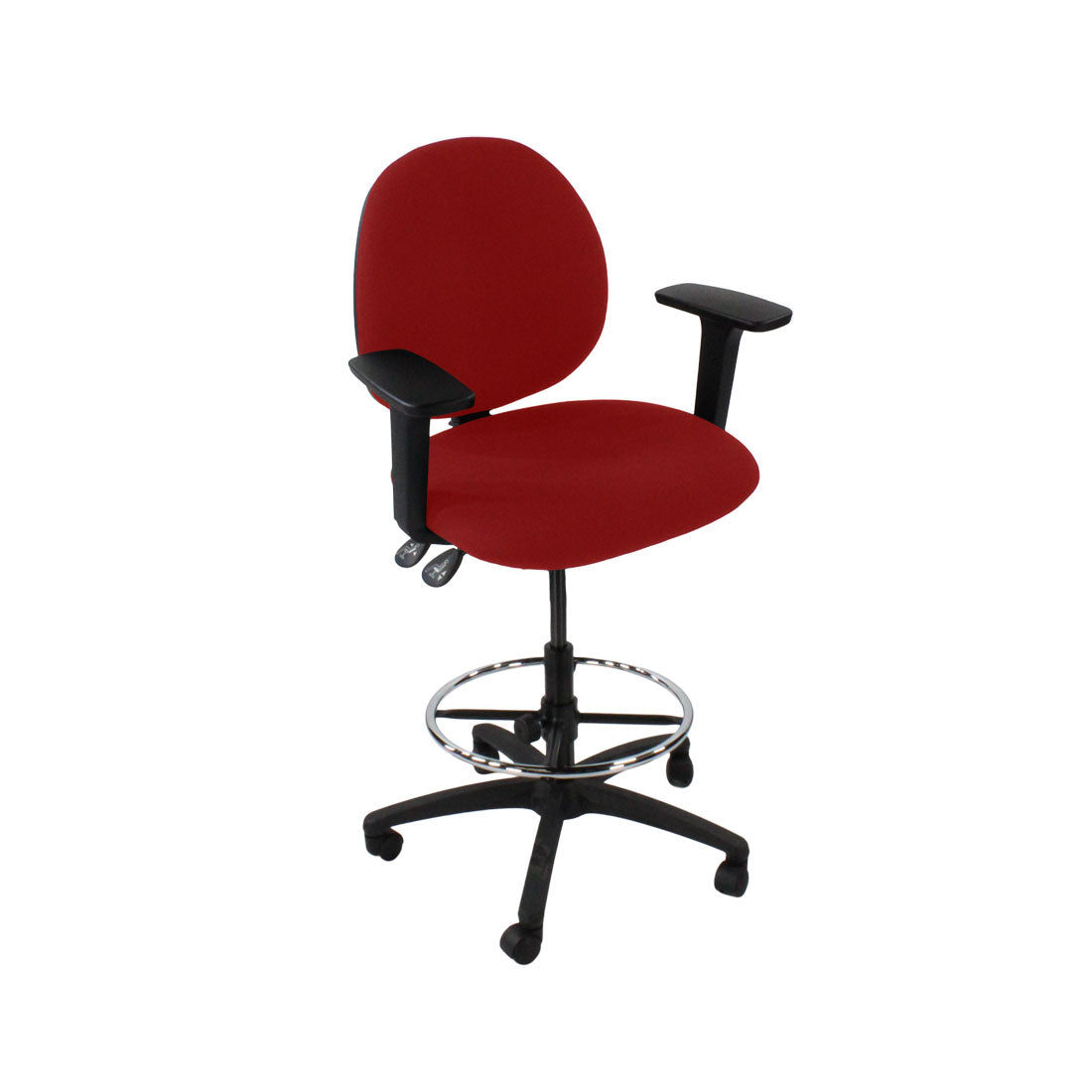 TOC: Scoop Draftsman-stoel in rode stof - Gerenoveerd