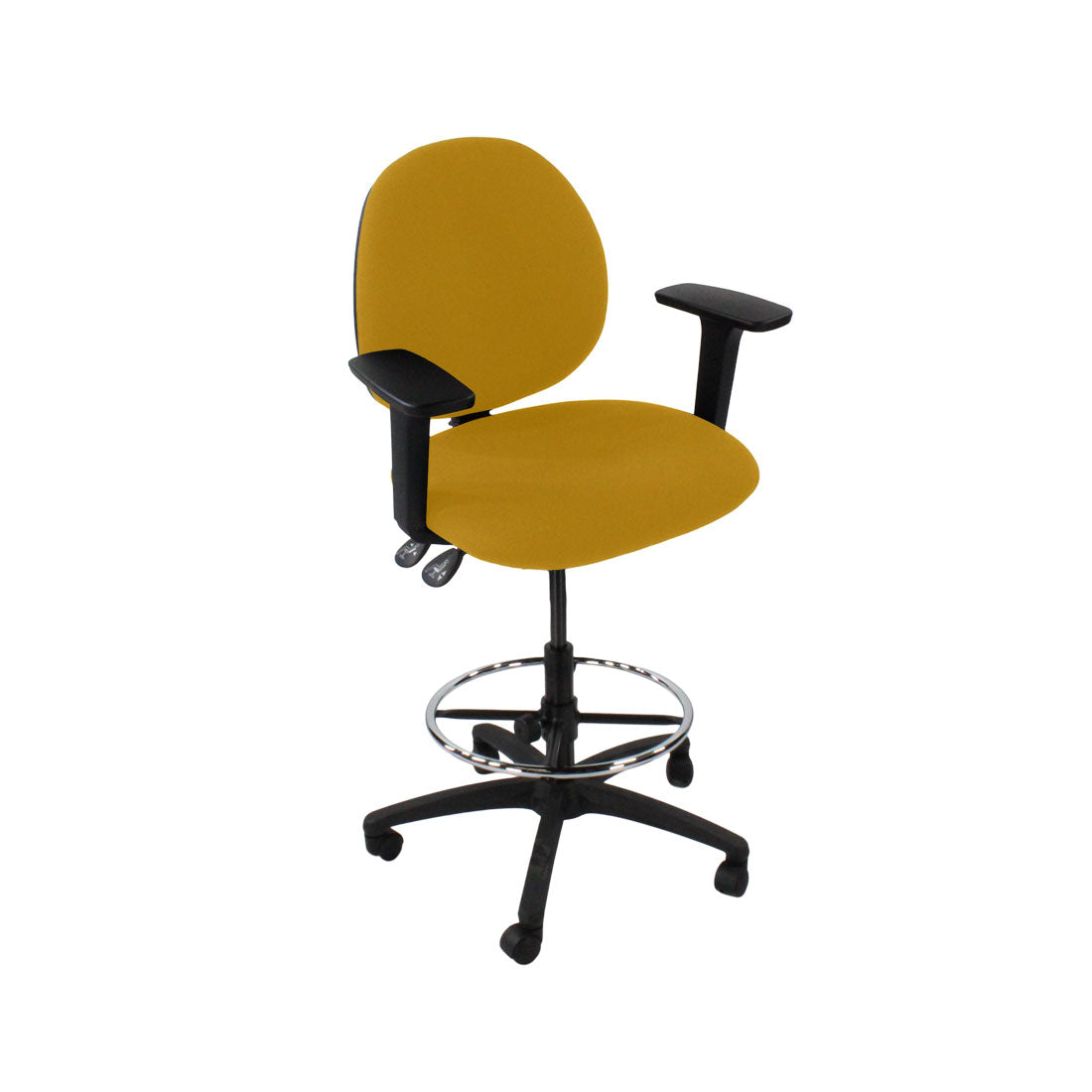 TOC: Scoop Draftsman-stoel in gele stof - Gerenoveerd