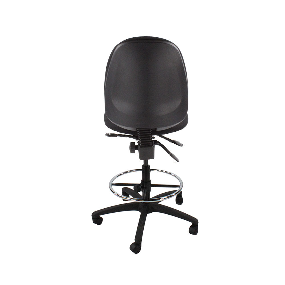 TOC: Scoop High Draughtsman Chair Without Arms in Black Fabric - Refurbished