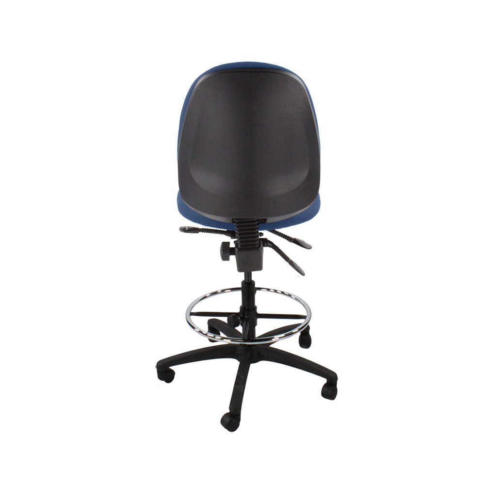TOC: Scoop High Draughtsman Chair Without Arms in Blue Fabric - Refurbished