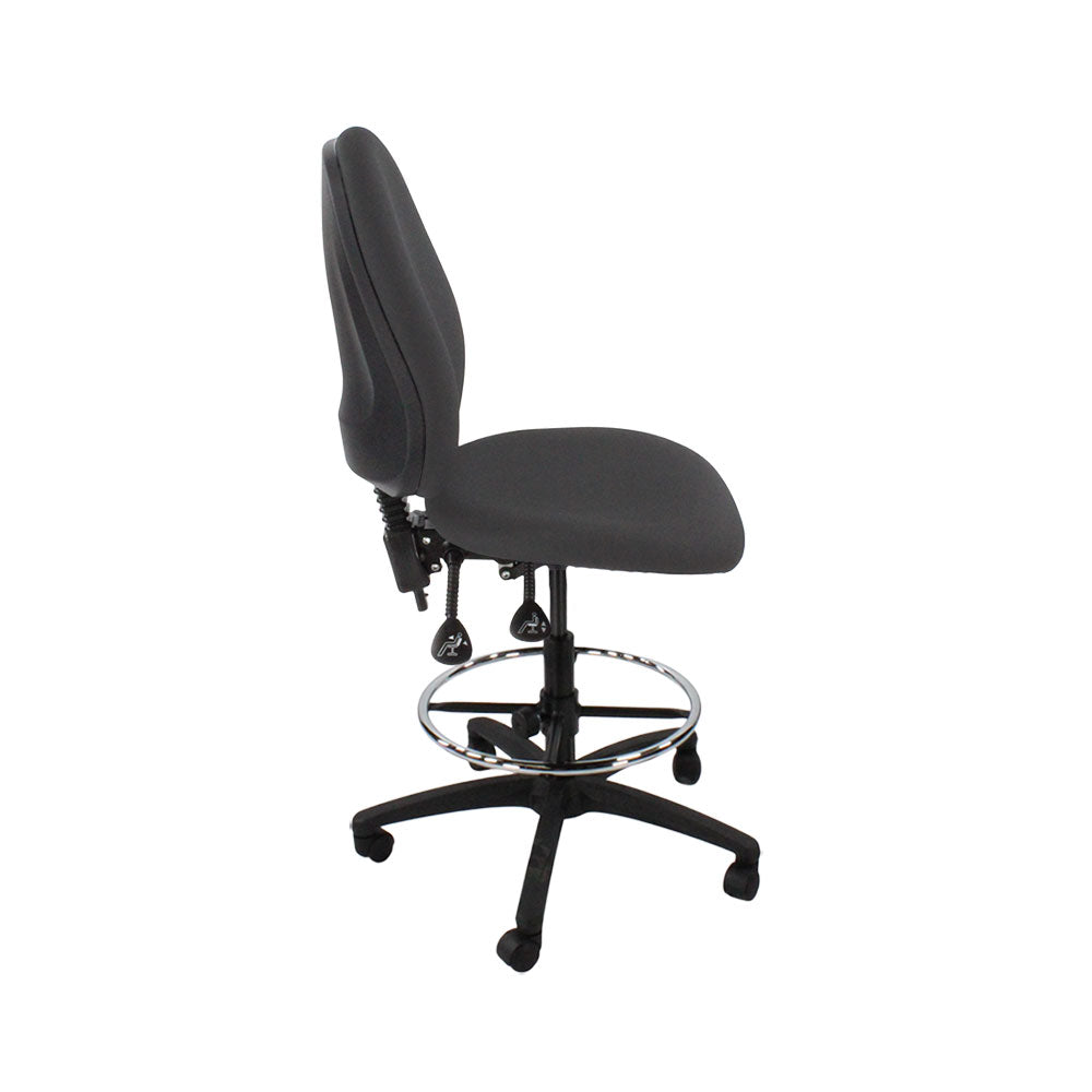 TOC : Chaise de dessinateur haute Scoop sans accoudoirs en tissu gris - Remis à neuf