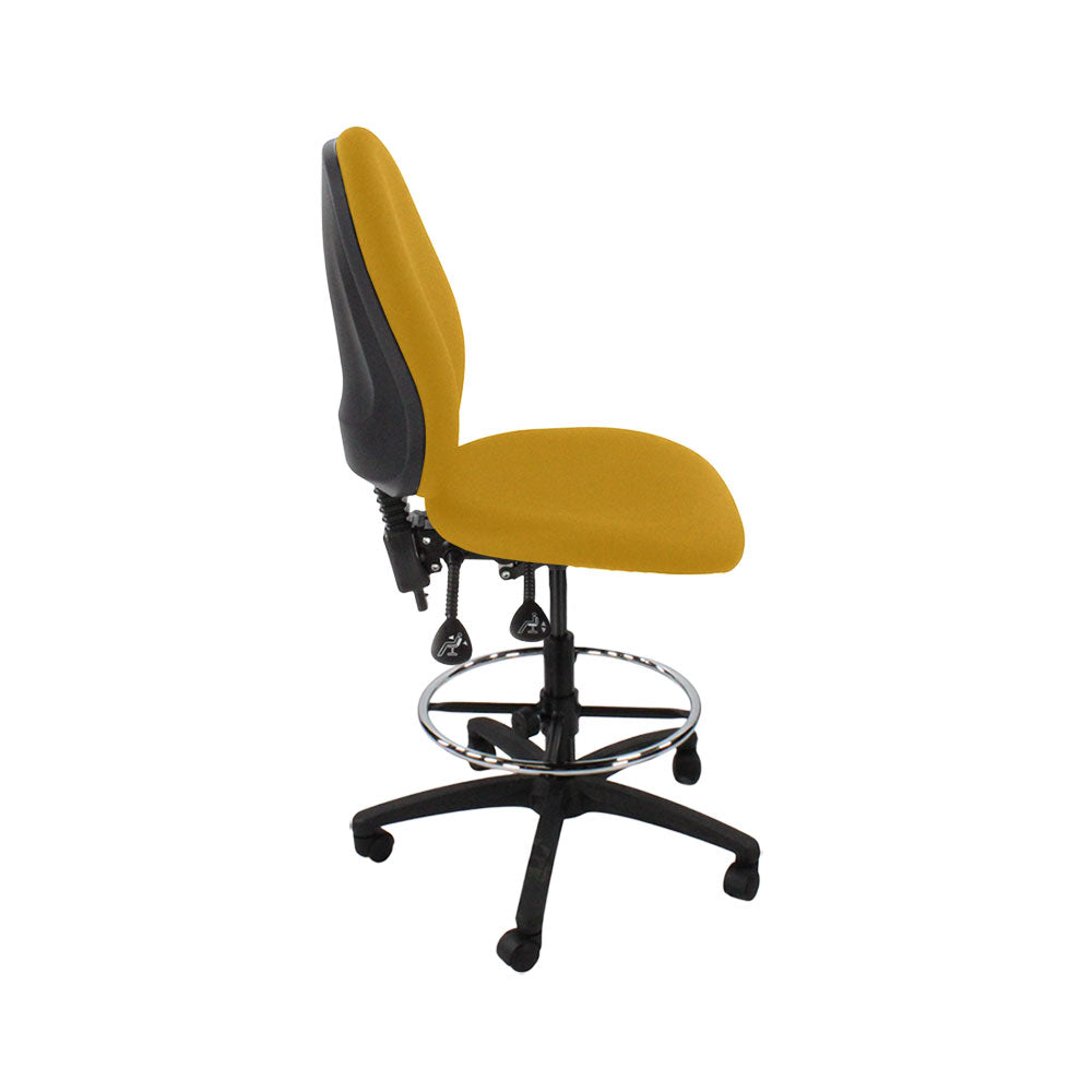 TOC : Chaise de dessinateur haute Scoop sans accoudoirs en tissu jaune - Remis à neuf