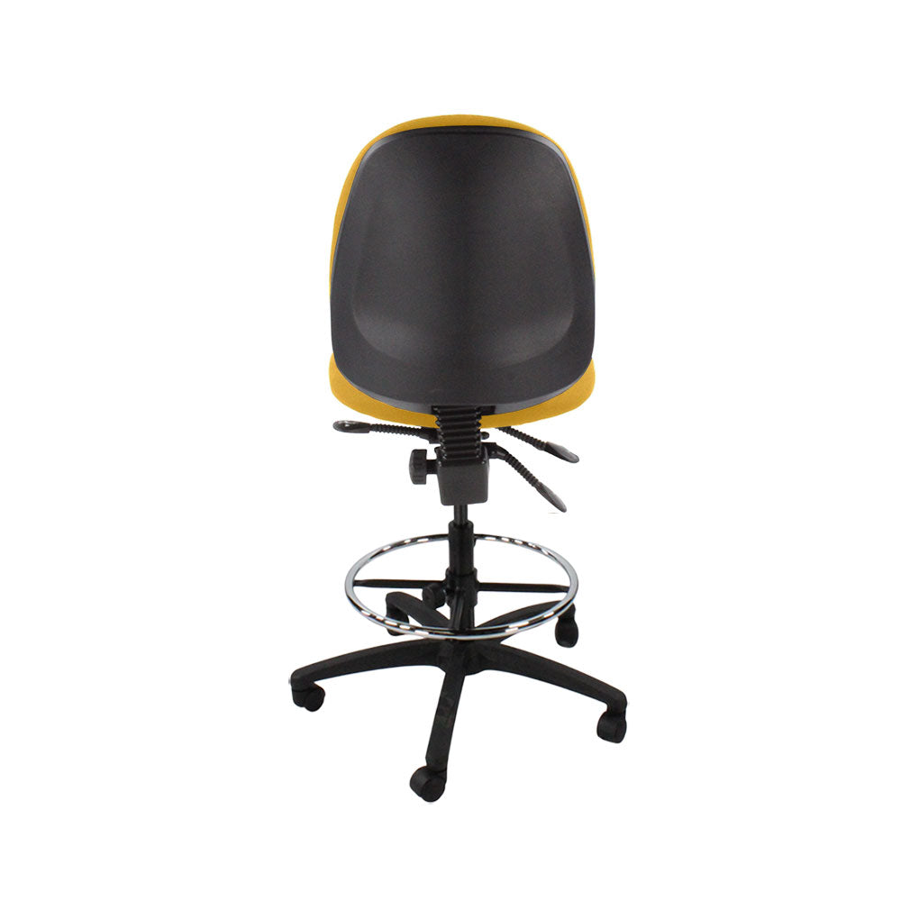 TOC: Scoop Hoge tekenstoel zonder armen in gele stof - Gerenoveerd