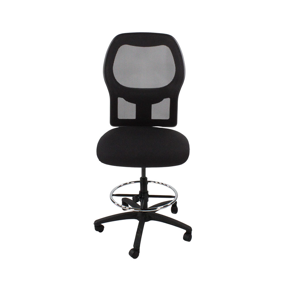 Ahrend: 160 Type Draughtsman Chair Without Arm in Black Fabric - Black Base - Refurbished