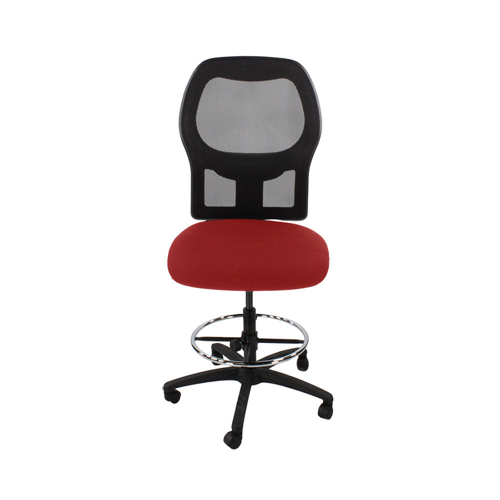 Ahrend : Chaise dessinateur type 160 sans accoudoirs en tissu rouge - piètement noir - Reconditionné