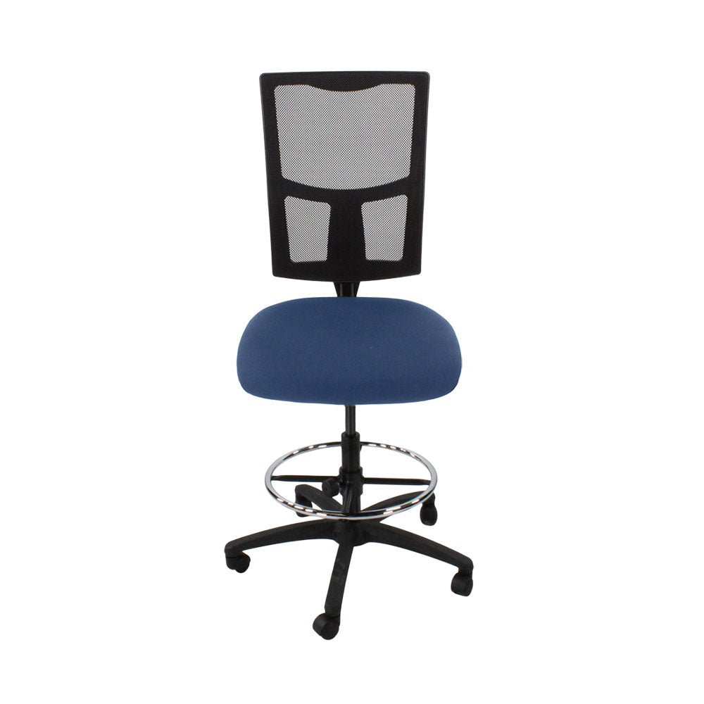TOC : Chaise de dessinateur Ergo 2 sans accoudoirs en tissu bleu - Reconditionnée