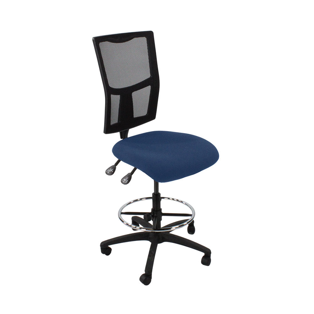 TOC: Ergo 2 tekenstoel zonder armleuningen in blauwe stof - gerenoveerd