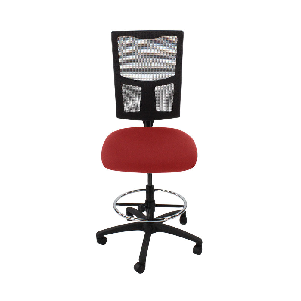 TOC : Chaise de dessinateur Ergo 2 sans accoudoirs en tissu rouge - Reconditionnée