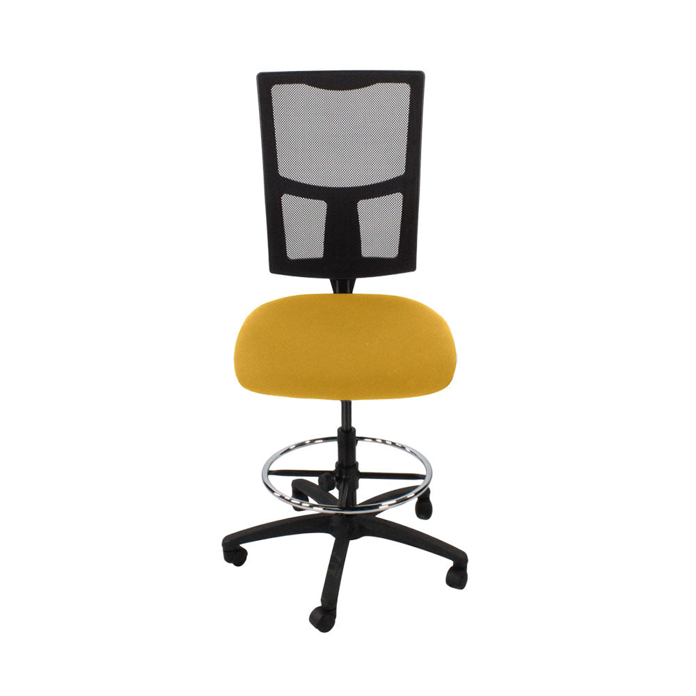 TOC: Ergo 2 tekenstoel zonder armen in gele stof - gerenoveerd