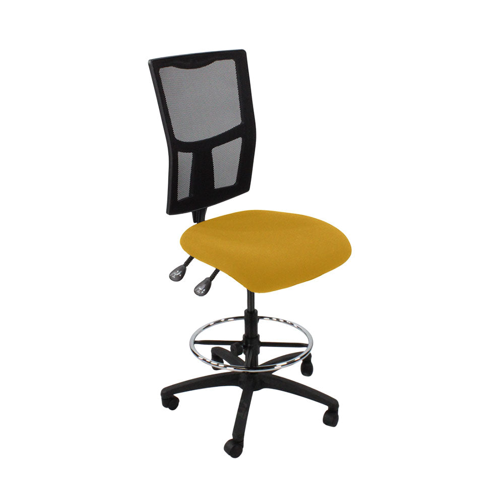 TOC : Chaise de dessinateur Ergo 2 sans accoudoirs en tissu jaune - Reconditionnée