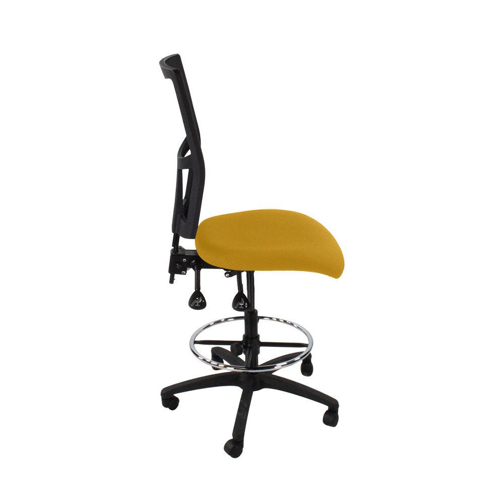 TOC: Ergo 2 Draughtsman Chair Without Arms in Yellow Fabric - Refurbished