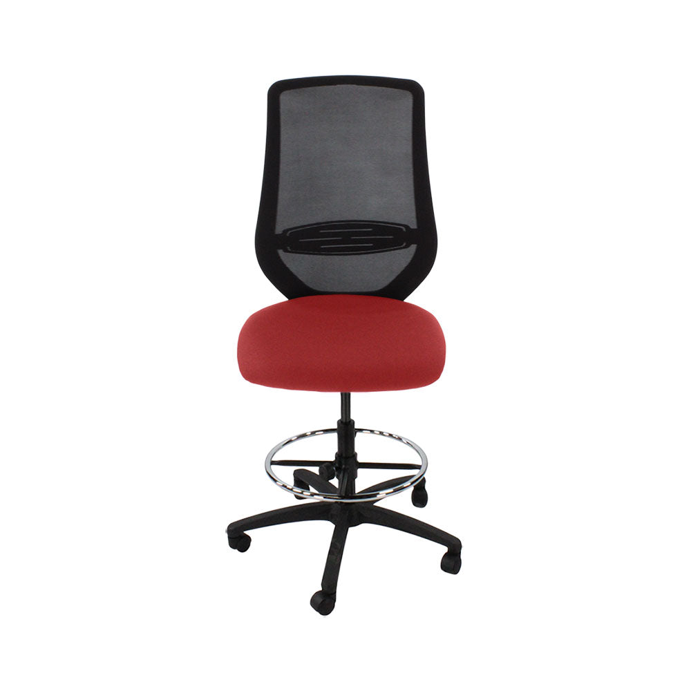 The Office Crowd : Chaise de dessinateur Scudo sans accoudoirs en tissu rouge - Remis à neuf