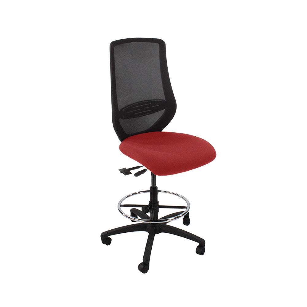 The Office Crowd: Scudo Draughtsman Chair Without Arms in Red Fabric - Refurbished