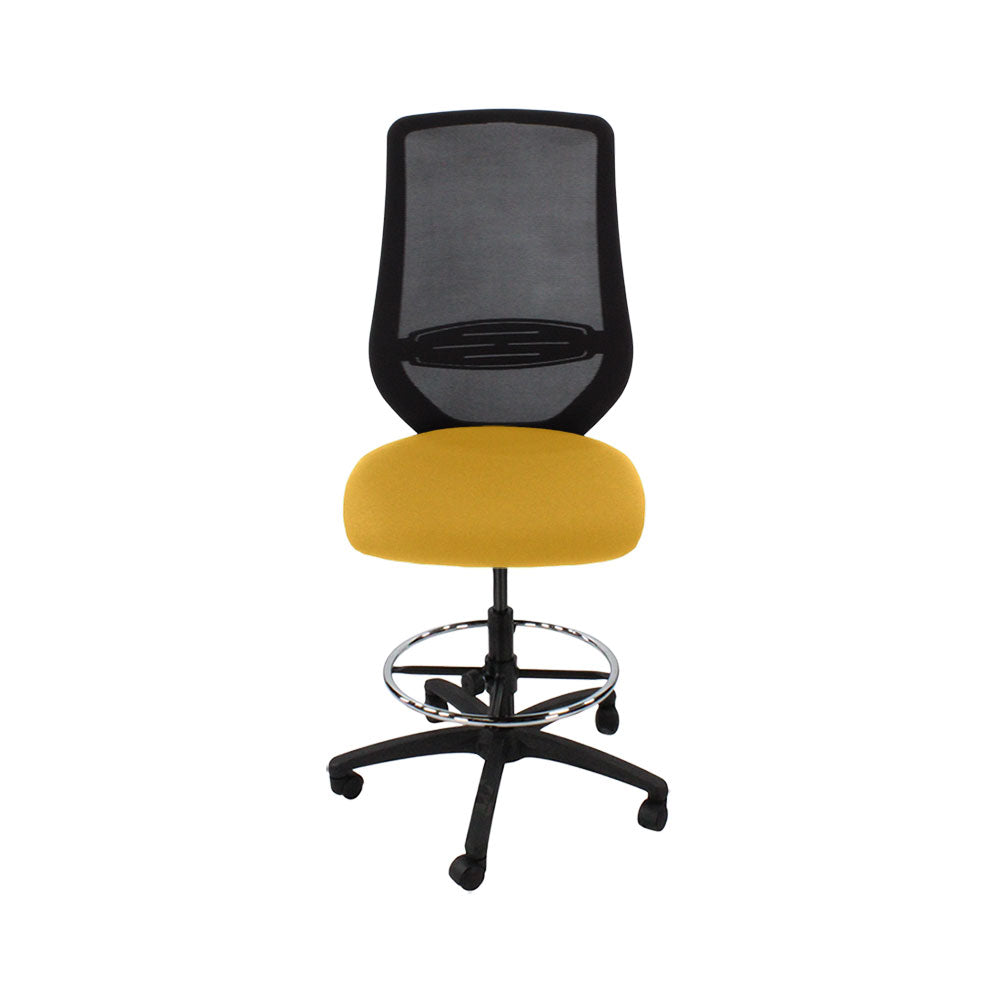 The Office Crowd: Scudo Draftsman Chair ohne Armlehnen aus gelbem Stoff – generalüberholt