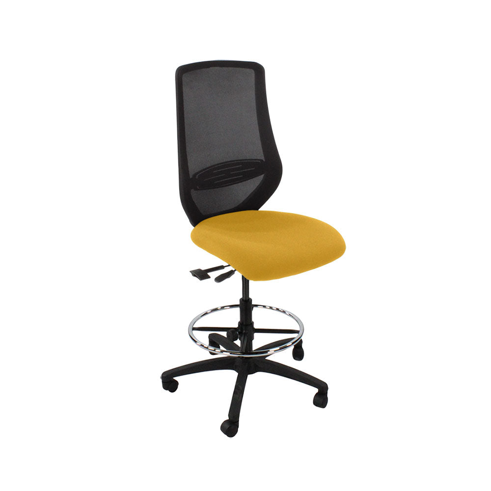 The Office Crowd : Chaise de dessinateur Scudo sans accoudoirs en tissu jaune - Remis à neuf