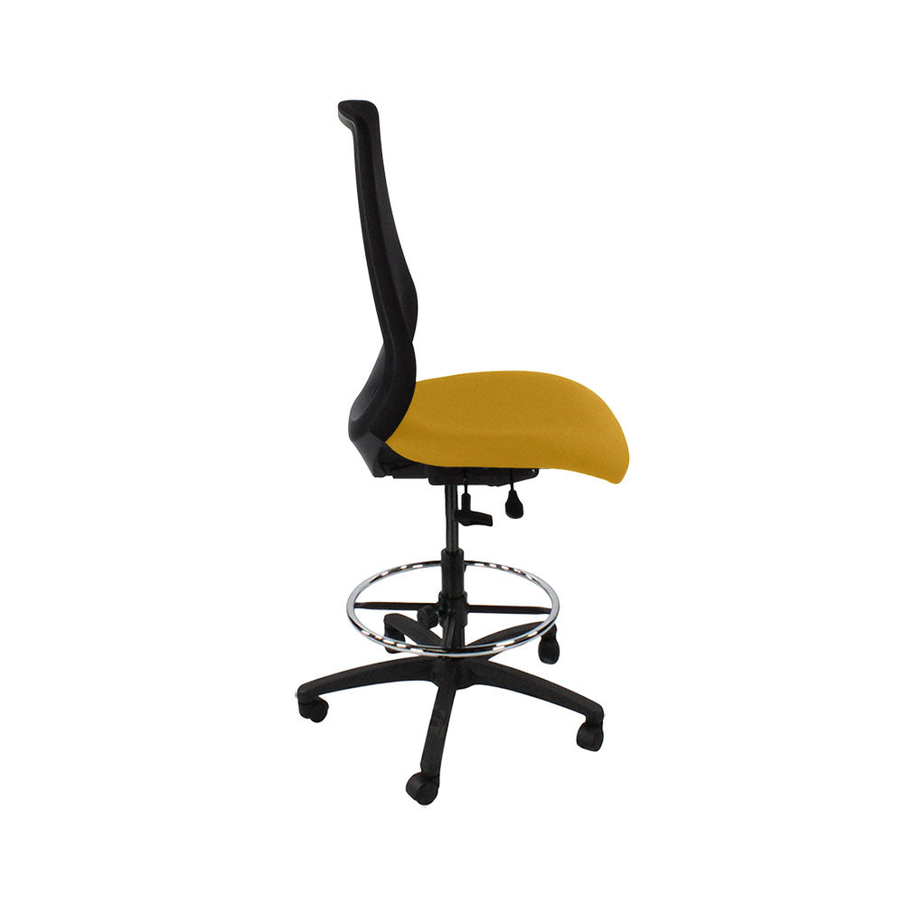 The Office Crowd: Scudo Draughtsman Chair Without Arms in Yellow Fabric - Refurbished
